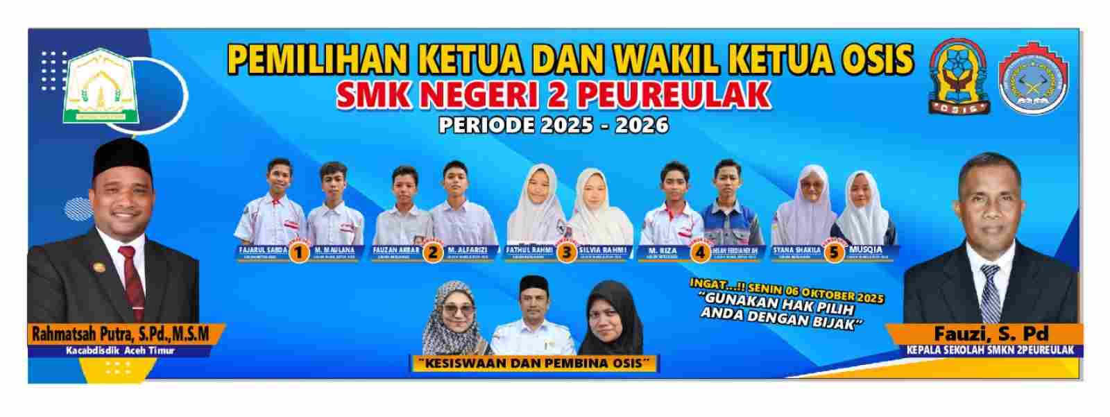 SMK Negeri 2 Peureulak Gelar Pesta Demokrasi Sekolah, Fajarul Sabda Terpilih Sebagai Ketua OSIS