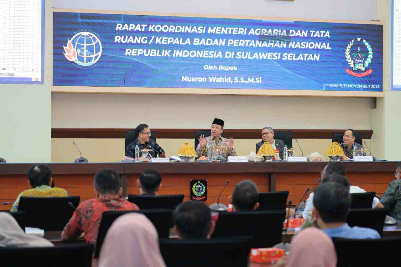 Percepat Penyelesaian Persoalan Tanah dan Ruang, Menteri Nusron Adakan Rakor dengan Kepala Daerah Se-Sulsel